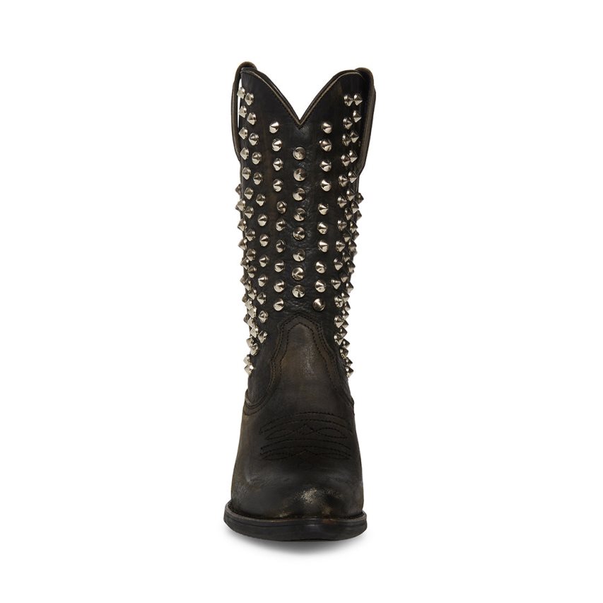 Botas Altas Steve Madden Hayward-s Distressed Mujer Negras | ES TU0612